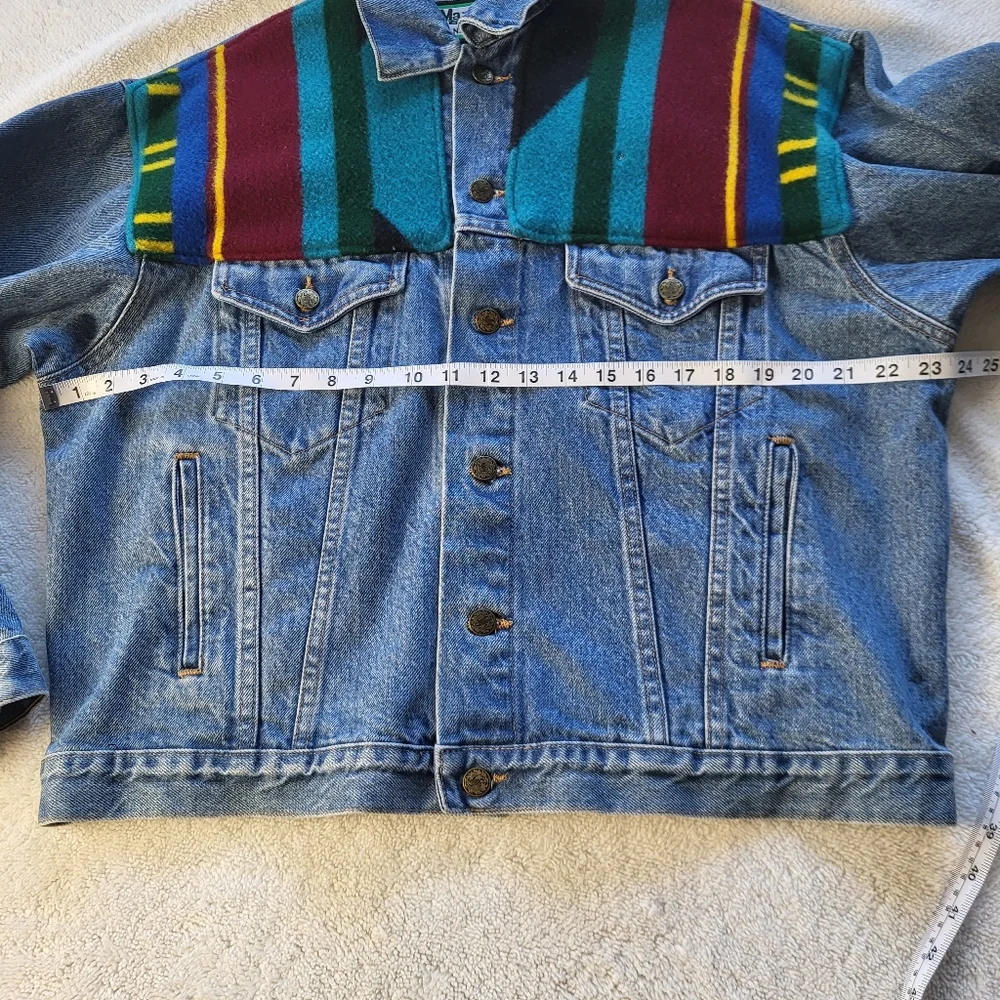 Margaz Vintage Native American Vibe Wool Blanket Denim Jacket Size Medium - Picture 6 of 11